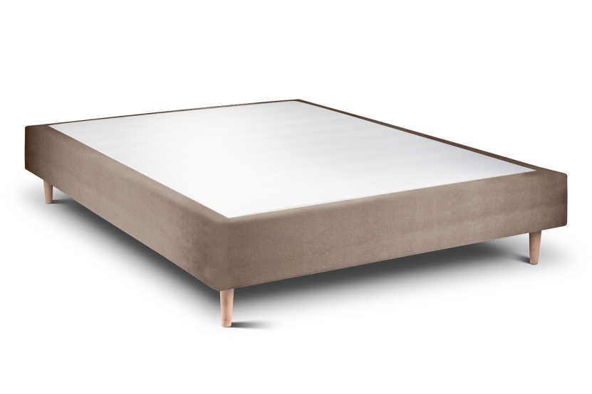 Sommier Tapissier 140x190 cm - H35 cm - Velours - Taupe
