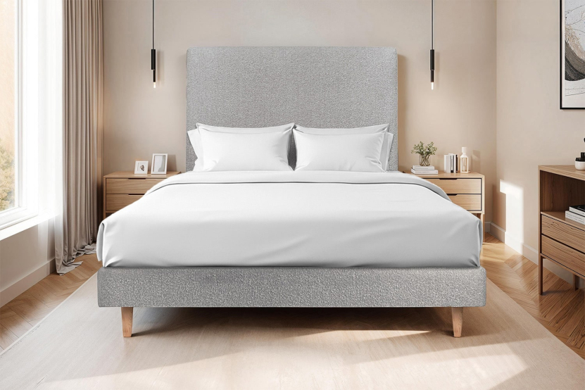 Sommier Tapissier 135x190 cm - H29 cm - Bouclette - Gris