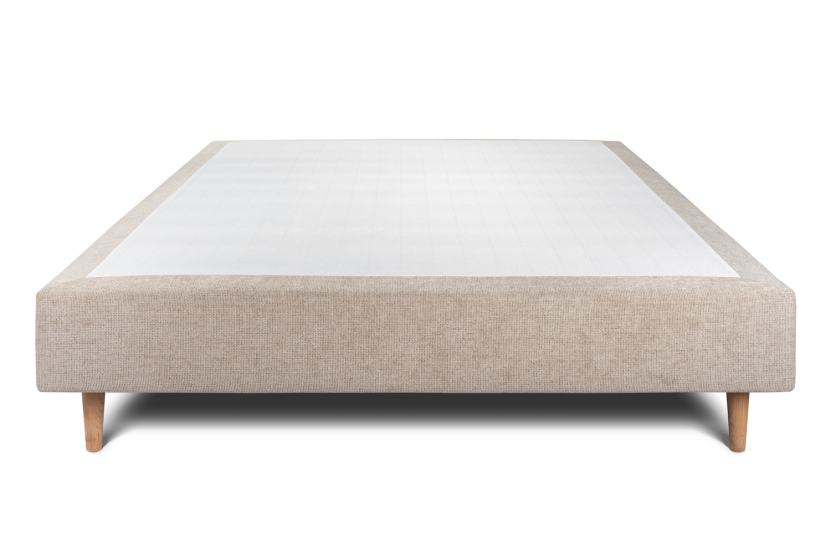Sommier Tapissier 135x190 cm - H35 cm - Toile nattée - Beige brun