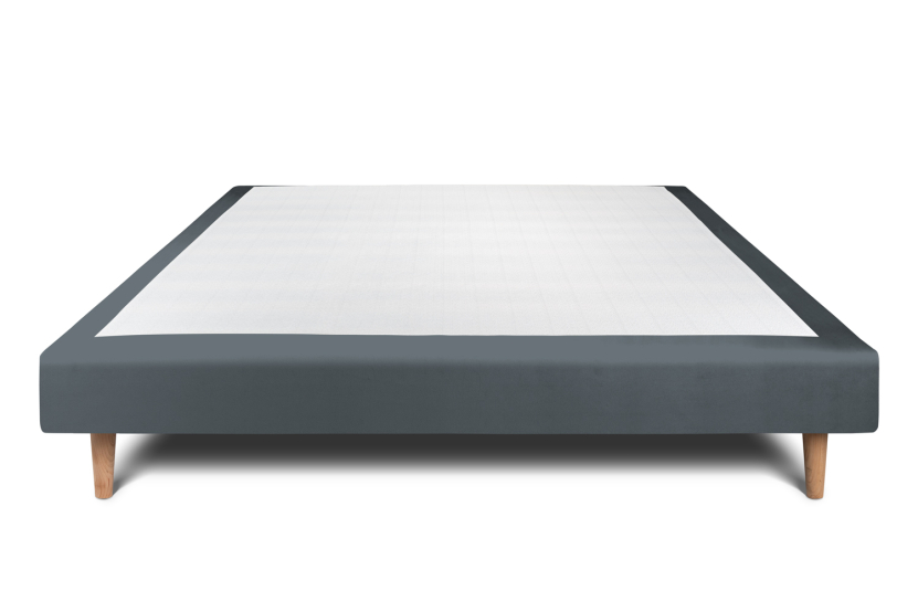 Sommier Tapissier 140x200 cm - H29 cm - Velours - Gris anthracite