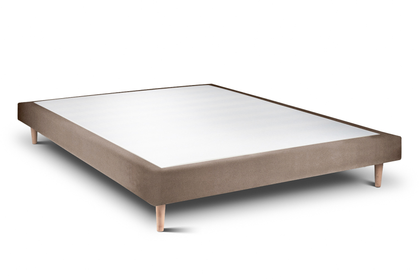 Sommier Tapissier 135x190 cm - H29 cm - Velours - Taupe