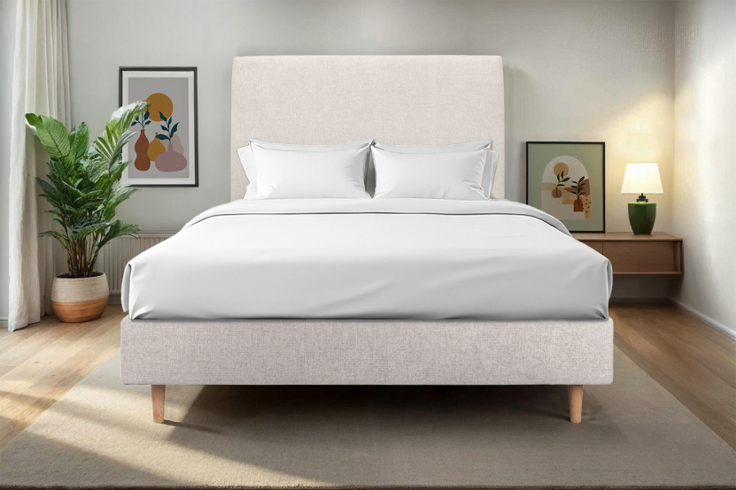 Sommier Tapissier 140x200 cm - H35 cm - Toile nattée - Beige clair