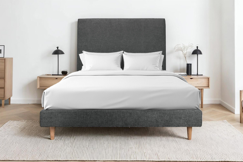 Sommier Tapissier 150x200 cm - H29 cm - Toile nattée - Gris anthracite