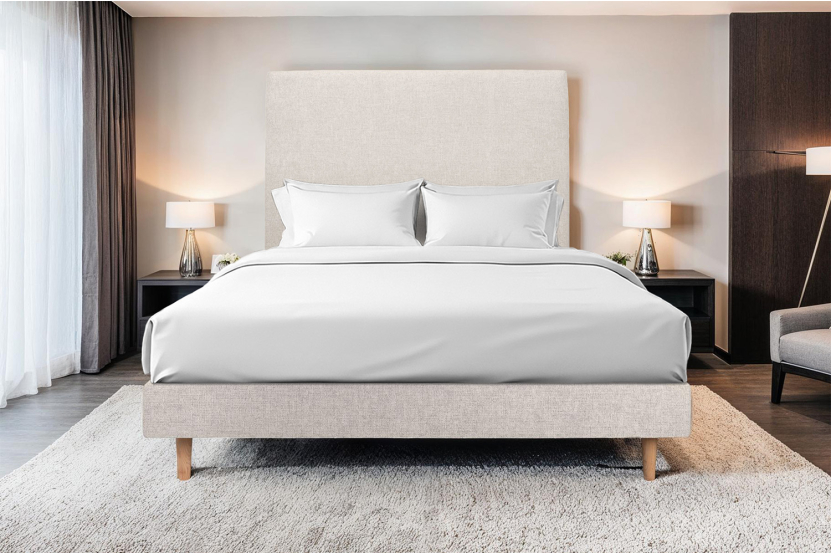 Sommier Tapissier 135x190 cm - H29 cm - Toile nattée - Beige clair