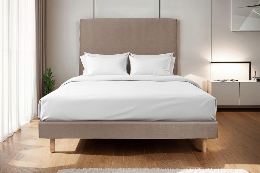 Sommier Tapissier 150x190 cm - H29 cm - Velours - Taupe