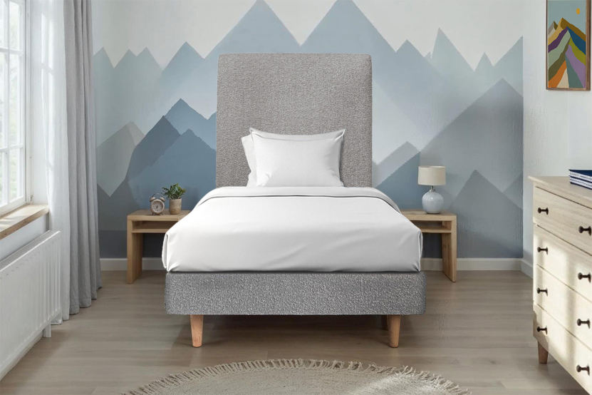 Sommier Tapissier 90x190 cm - H29 cm - Bouclette - Gris