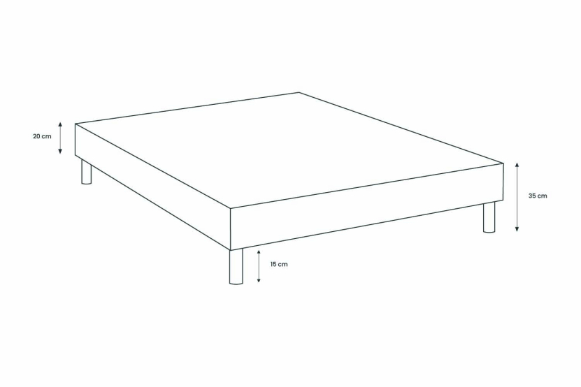 Sommier Tapissier 150x200 cm - H35 cm - Toile nattée - Beige clair