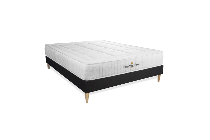 Ensemble Matelas Sommier 130x220 cm - Sommier Noir (en kit) - Balmoral