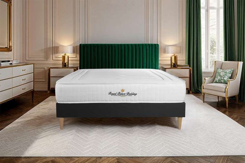 Ensemble Matelas Sommier 140x210 cm - Sommier Noir (en kit) - Lancaster