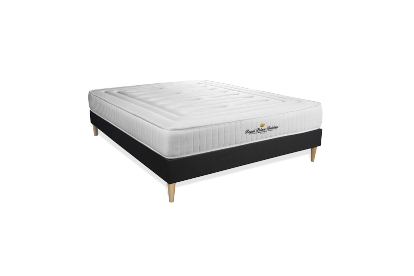 Ensemble Matelas Sommier 140x210 cm - Sommier Noir (en kit) - Lancaster
